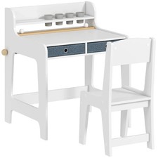 Art Table and Chair Set for Children Kids Art Desk with Storage Shelf and Drawer