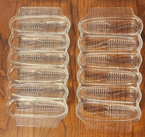 Vintage Miracle Maize Cornbread Mold Baking 6 Corn Ears Indiana Glass Set Of 2