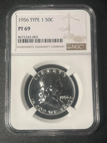 1956 TYPE 1 Franklin Half Dollar Proof NGC PF 69 PR69 * See Description