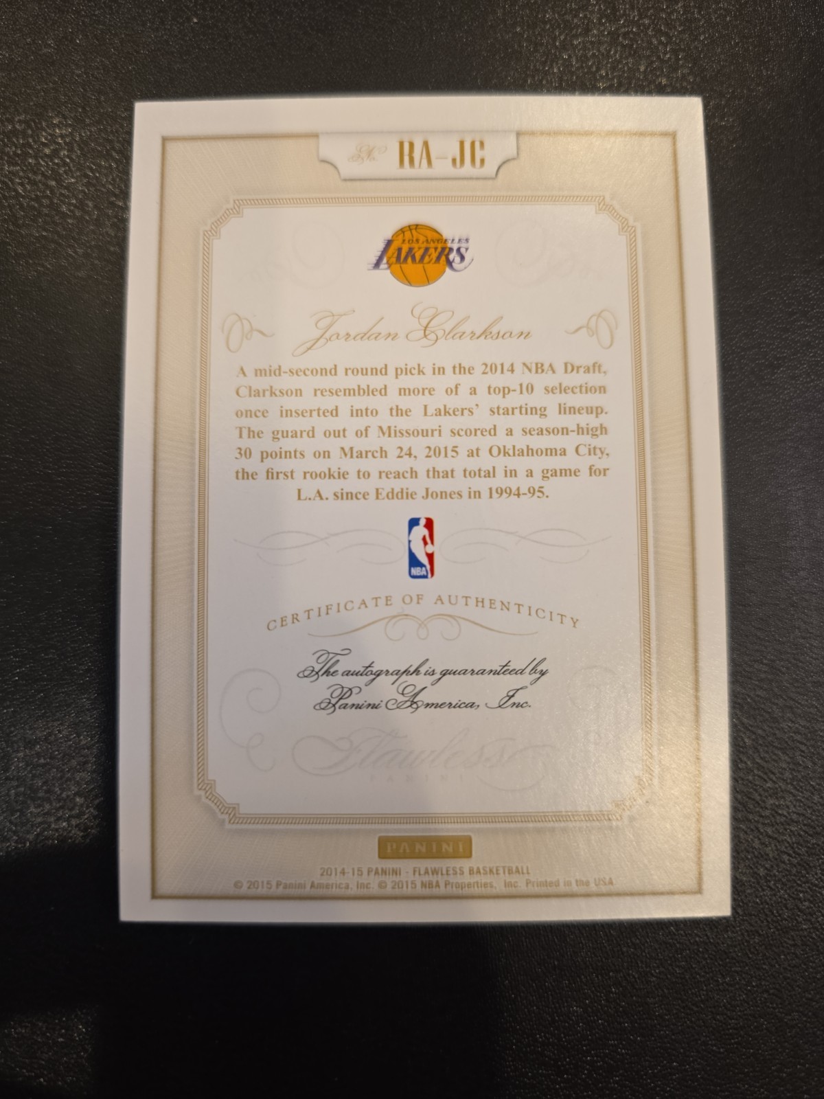 1/1 - 2014-15 JORDAN CLARKSON Flawless AUTO RC New York Knicks view 2