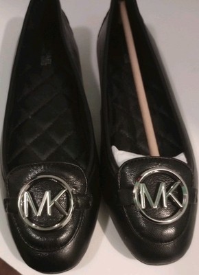 New Michael Kors Black & Silver Lillie Ballet Flats Size 6.5 