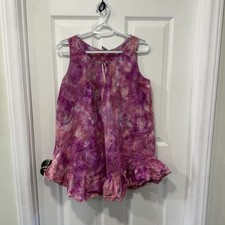 Vintage Tie Dye Mini Babydoll Dress Coquette Hippy XS Cotton Colorful Ruffle Bow