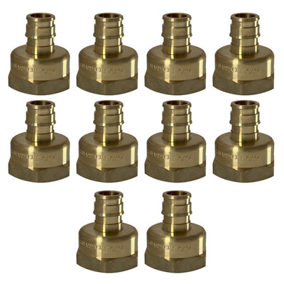 10 Pack XFITTING 1/2'' Pex A x 3/4'' Female NPT Expansion Adapter, Lead Free Brass
