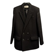 Saint Laurent Wool Mohair Double Breasted Blazer Black IT 48