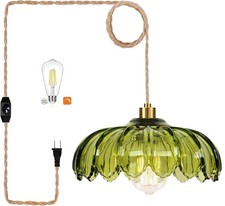 Plug in Pendant Light Hanging Lights with Plug in Cord Boho Hanging Lamp Glas...
