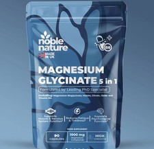 Noble Nature Magnesium Glycinate 5-in-1 Dietary Supplement 90 Capsules, 1900mg 0.11 per thousand milligrams