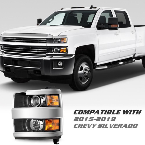 For Chevy Silverado  2015-2019 2500 3500 HD Chrome Headlight Driver Side 15-19 - Foto 8 di 9