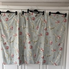 Unbranded Blue Floral Country Cottage Lined Curtains Eyelets 39 Width 43.5 Drop