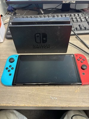 Nintendo Switch Model HEG-001 Handheld Console - 64GB - Black/Neon Red with case