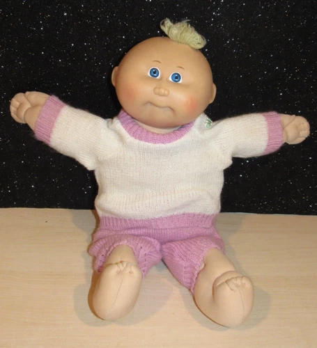 Coleco Vintage 1982 Cabbage Patch Premie Doll 14" Blonde with Cabbage Outfit