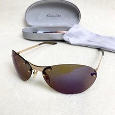 DIOR STAR LIGHT Sunglasses Rimless Teardrop Gold-Tone Brown Lens 00050