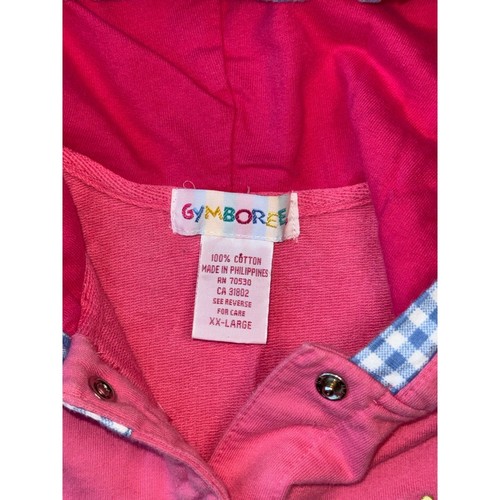 Vintage Gymboree Hooded Jacket turtleneck set Floral Applique Gingham Trim - Picture 5 of 11
