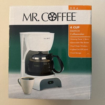 VTG Mr Coffee 4 Cup Switch Coffee Maker DR4 ~ White 2005 ~ New in Sealed Box