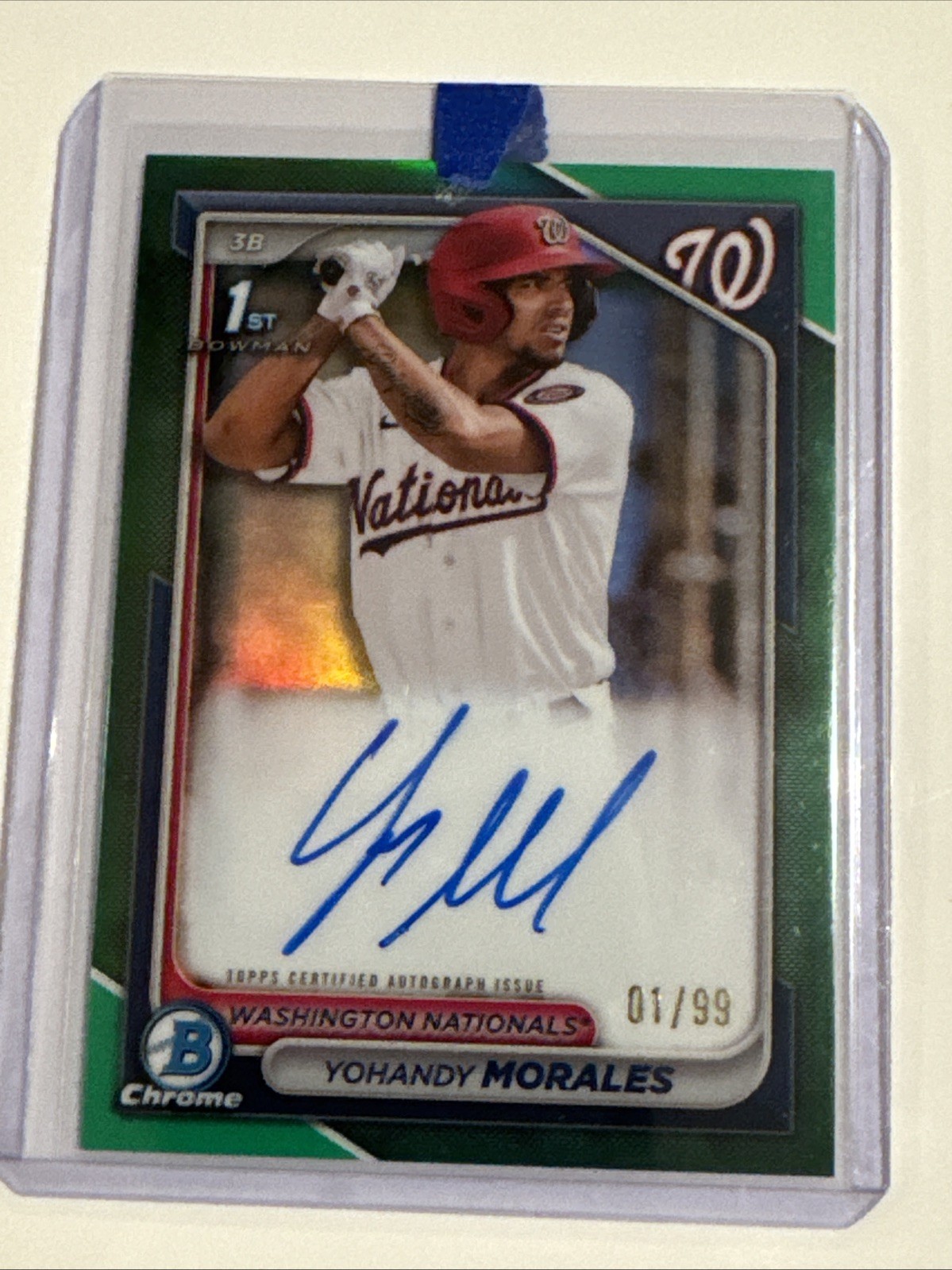 2024 Bowman Yohandy Morales Chrome Auto Green Refractor 1st #/99 Nationals