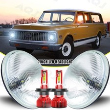 For Chevrolet K10 Suburban 1968-1975 Pair 7 Led Headlights Hilow Lamps 6000k