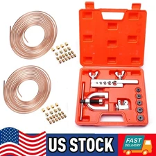 Racewill 25ft 3/16 + 1/4 Copper Coated Brake Line & Double & Single Flaring Tool