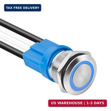 LED Latching Push Button Switch, Stainless Steel, IP67 Waterproof 5-24V 20A 1NO,