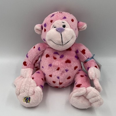 Webkinz Ganz Love Monkey Plush 10'' Pink Purple Red Hearts Stuffed Animal w/ Tag