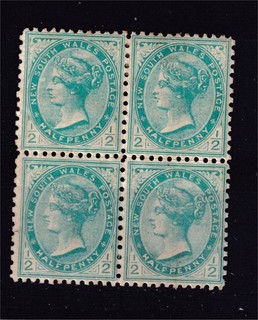 NEW SOUTH WALES 1/2d GREEN QV MINT BLOCK 4 SEE DESC (A82)