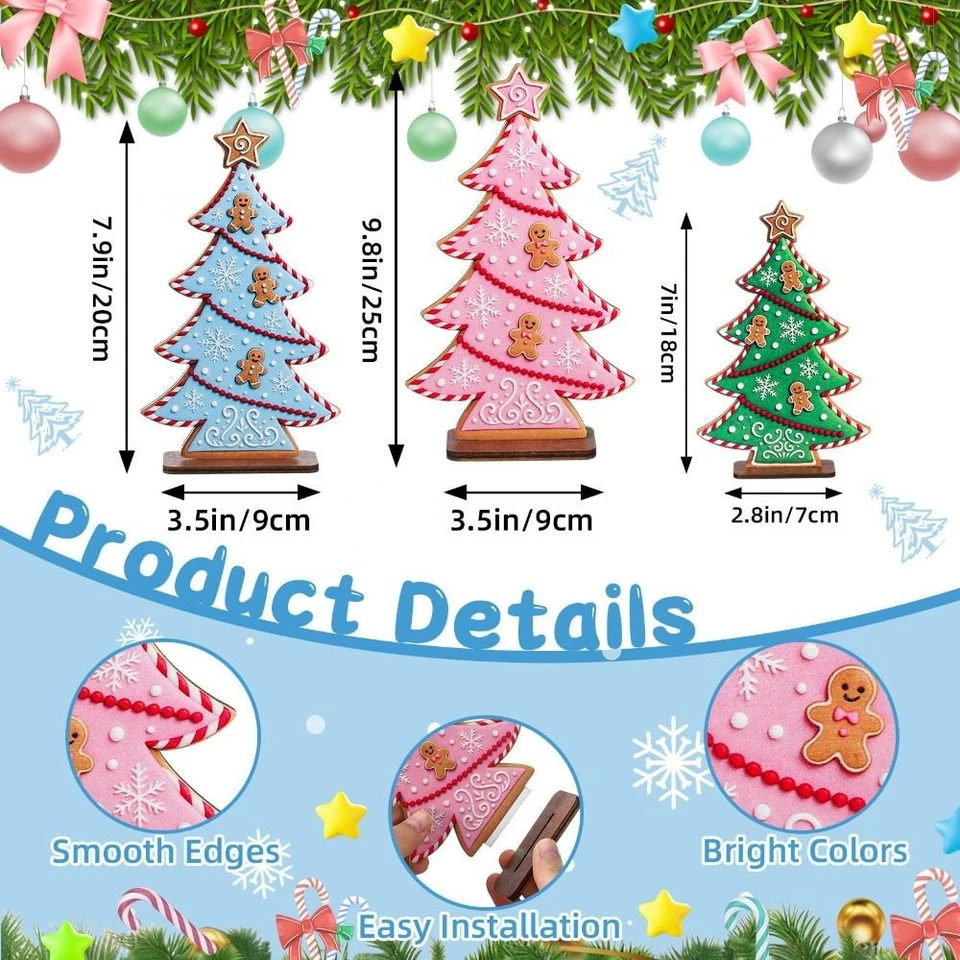 Wooden Christmas Trees Candy Colors Room Ornament  for Christmas Party - Image 2 of 4