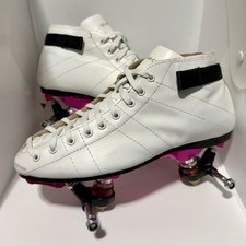 Riedell 595 Colorlab White Mens Sz 7.5 Speed Roller skates W/ Atom Falcon Plates