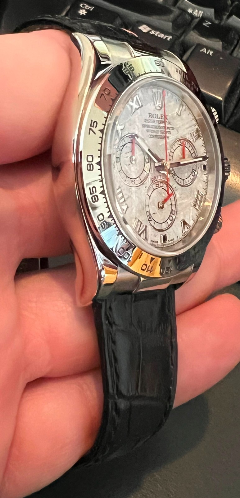 ROLEX 18K White Gold Daytona 116519 Meteorite Roman Dial 40MM Rare image 4