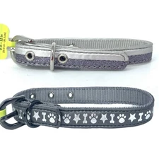 2 NEW Top Paw Luxury Dog Collar | Bling Silver Adjustable Fashion Pet LARGE
