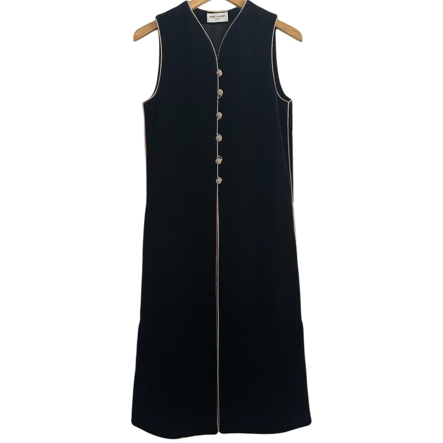 SAINT LAURENT (YSL) Saint Laurent Raro Gilet Midi Russo Velluto Caftano Cotone FR 34