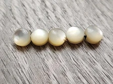 DOLL BABY BUTTON LOT 5 Vtg ANTIQUE MOTHER OF PEARL TINY ¼” Tunnel Shank Round