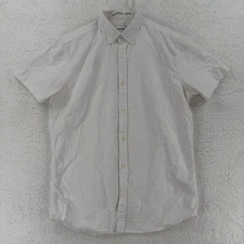 Frank And Oak Shirt Mens Large White Short Sleeve Button Down Organic Cotton