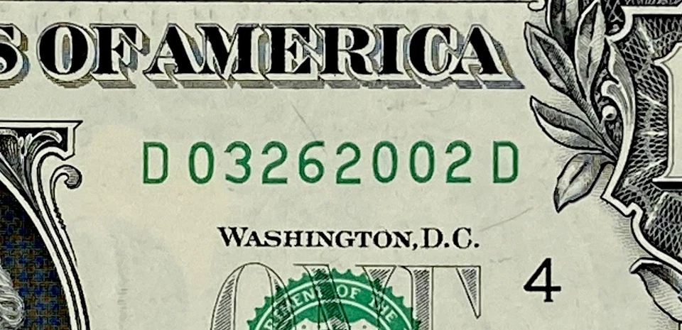 UNC March 26 2002 Birthday Date Note Fancy Serial Number $1 Dollar Bill CRISP FW - Image 2 of 4