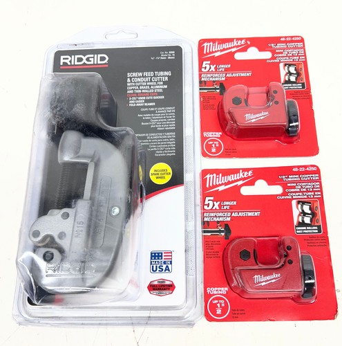 Ridgid 3/16"- 1-1/8" Tubing Cutter+(2) Milwaukee 1/2" Mini Copper Tubing Cutter