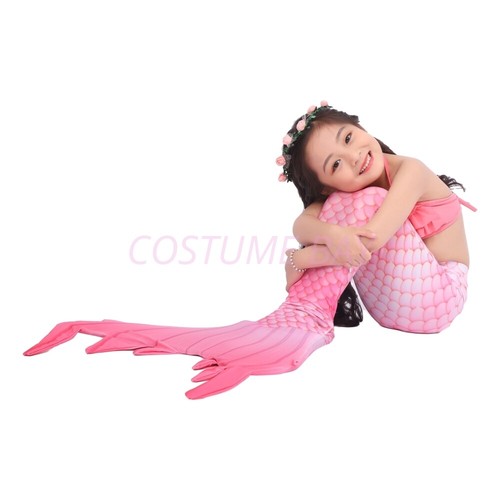 Kids Girls Mermaid Tail Swimming Costume Swimmable Monofin Swimwear Beachwear - Picture 80 of 113