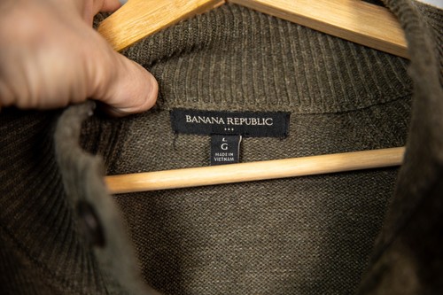 Banana Republic Button-up Cardigan Brown Cotton Sweater - Men's L - Imagen 3 de 7
