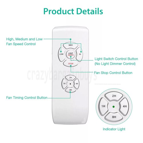 Universal Ceiling Fan Remote Lamp Light Wireless Timer Receiver Control Kit Tool - Picture 4 of 12