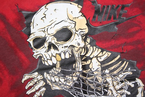 Nike Kids M Skull Graphic Shirt Red Tie Dye Skeleton Casual Tee - Picture 3 of 8