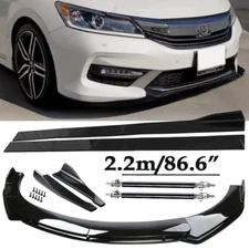 Front Bumper Lip Spoiler Side Skirts Rear Lip Glossy Black For Honda Accord 4DR