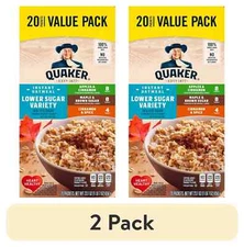 (2 pack) Instant Oatmeal, Lower Sugar Variety Pack, 1.16 oz, 20 Packets