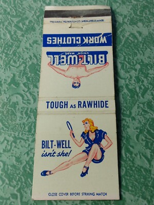 Vintage Matchbook Collectible Ephemera B32 bilt well work clothes pin up