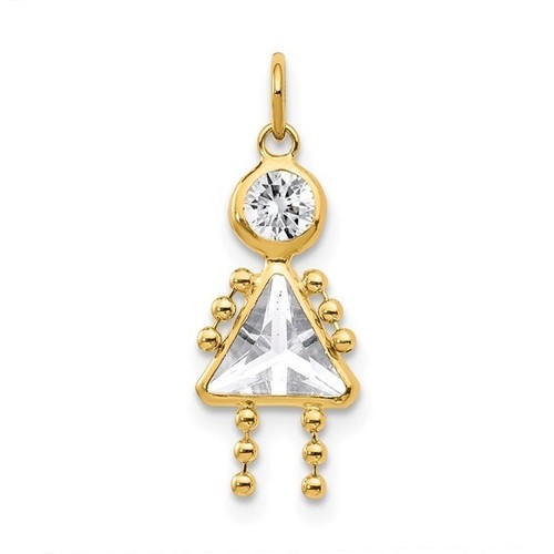 Ciondolo Charm Bambini VERO ORO 10K Pietra Nascita Bambina Gennaio a Dicembre .7"x .4" - Foto 7 di 27