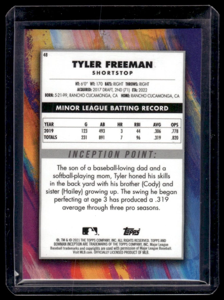 2021 Bowman Inception Tyler Freeman #48 Cleveland Indians - Image 2 of 2