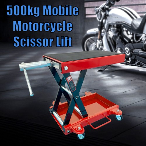 500kg Mobile Motorcycle Motorbike Scissors Lift Jack Stand Trolley on Wheels - Picture 8 of 9