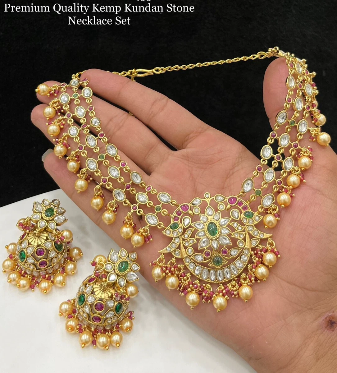 Kundan gold necklace designs deals
