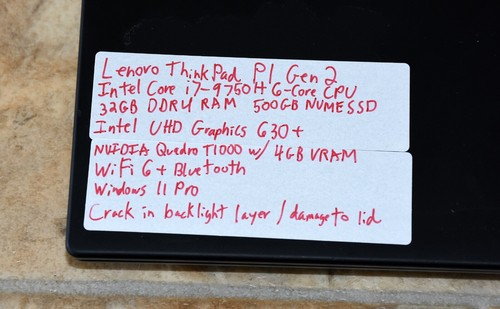 Lenovo ThinkPad P1 Gen 2 15 nero i7-9850H 2,60 GHz 32 GB 500 GB SSD Quadro T1000 - Foto 3 di 13
