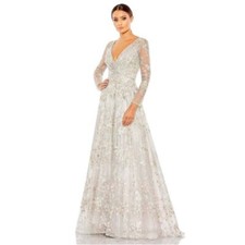 Mac Duggal 20402 Wrap-Around Decollete Neckline A-Line Dress Pastel Multi 8 NWT