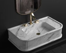 Carrara White Marble Sink , Marble wash basin for bathroom, custom marble sink
