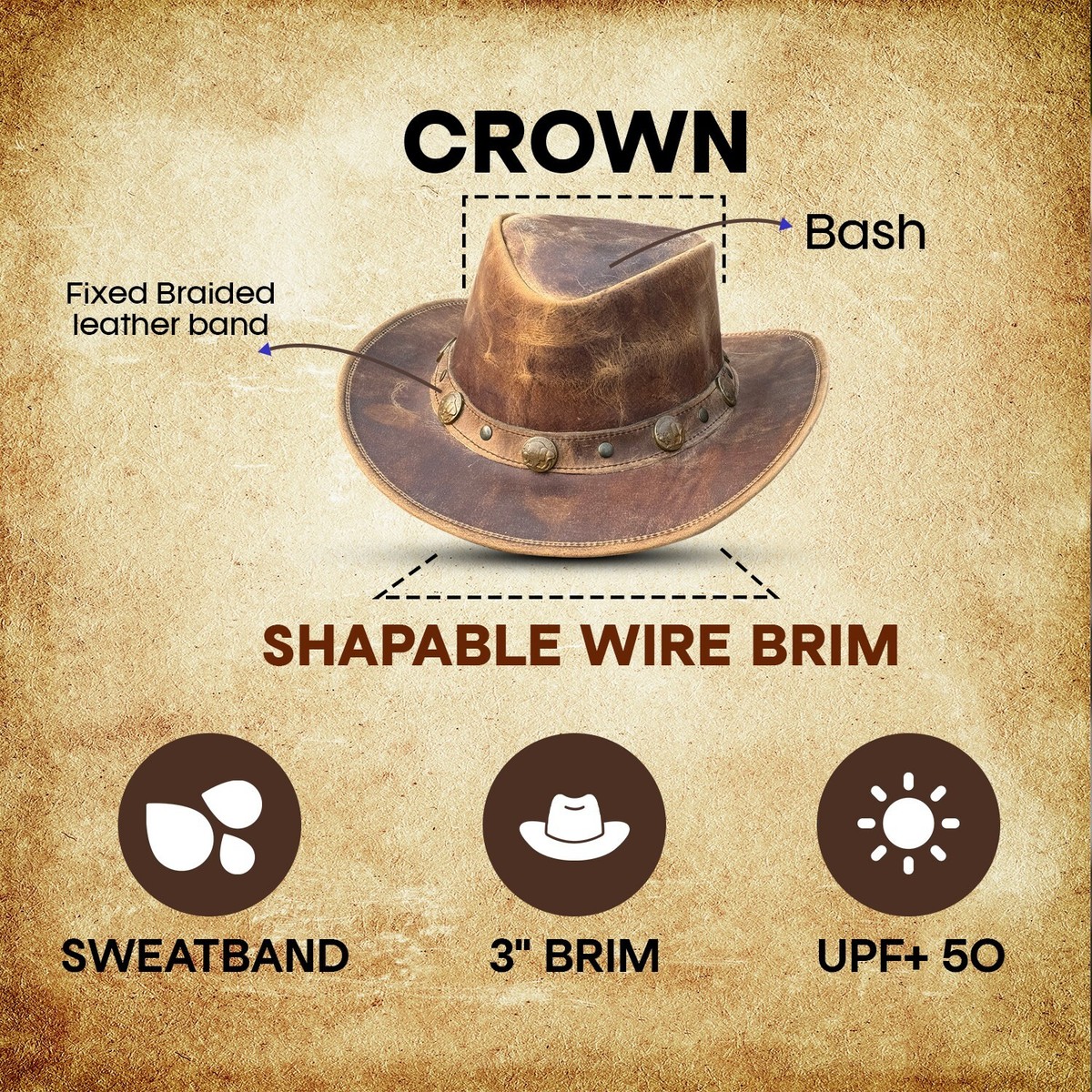Falcon Suede Distressed Leather Cowboy Hat with Buffalo Coin 