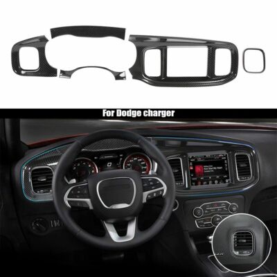 Interior GPS Navigation Panel Cover Trim For Dodge Charger 2015+ Carbon Fiber