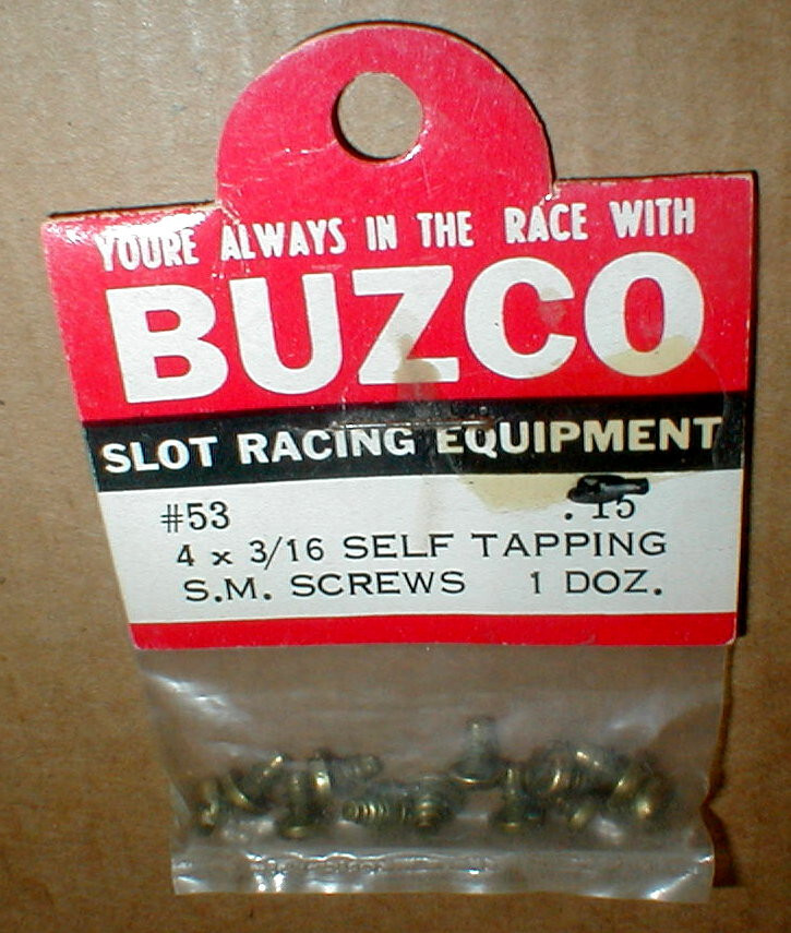 12 Self Tapping S.M. Screws Original 4 X 3/16" by BuzCo #53 Vintage Slot Car NOS