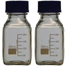 Karter Scientific 250ml Square Media Storage Bottle with Screw Cap (Pack of 2)